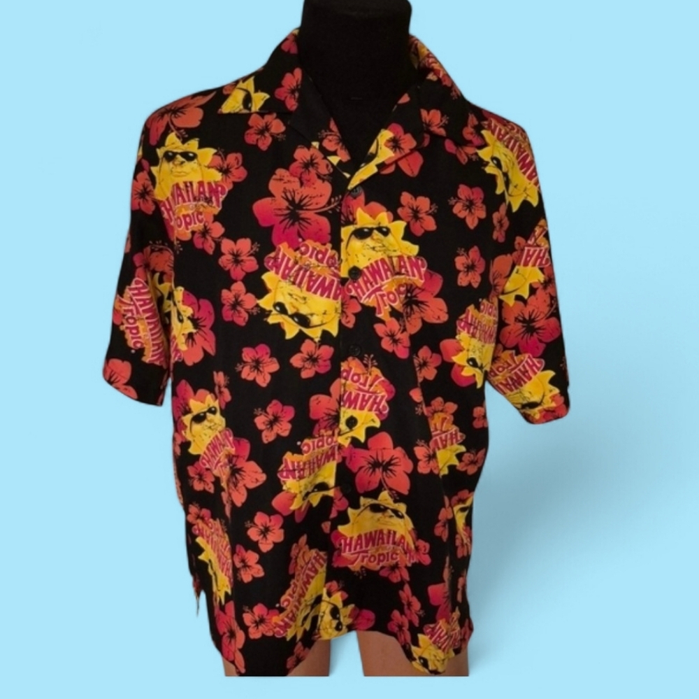 Hawaiian Tropic Orange Hawaiian shirt Large